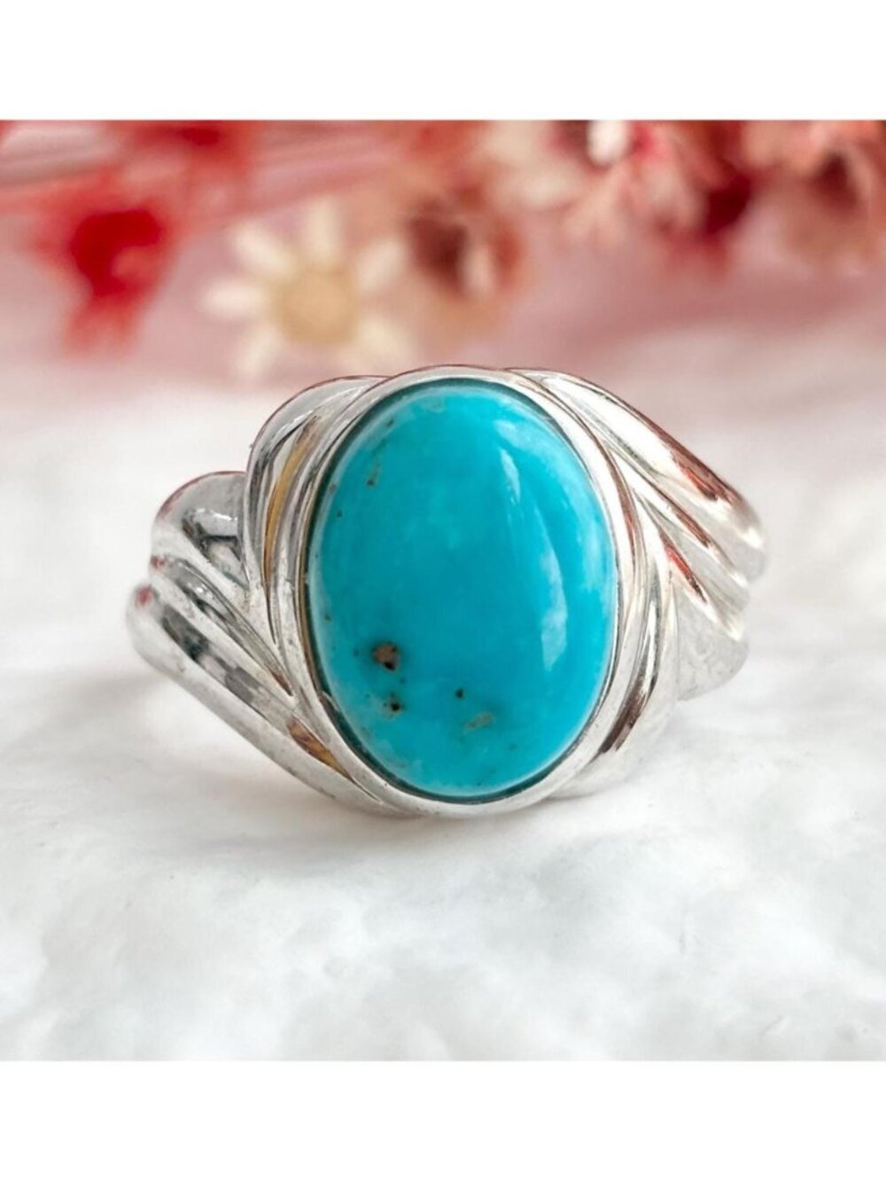 Sleeping Beauty Turquoise Stone Sterling Silver 925 Vintage Ring - sz 11.25